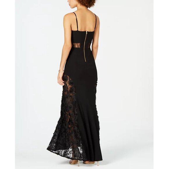 Betsy & Adam Petite Adjustable Lace Contrast Gown - Picture 3 of 9